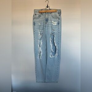 Aeropostale 90s Baggy Jeans - Distressed Light Blue Jeans